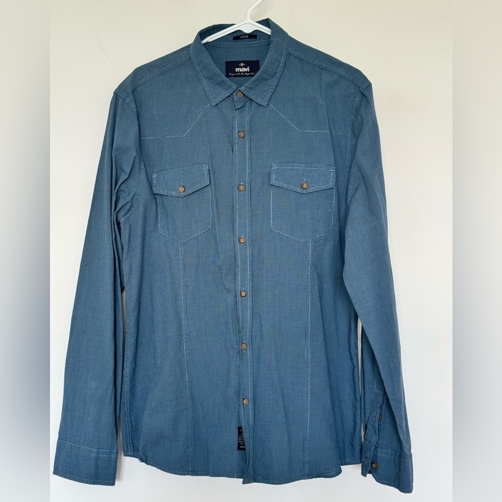 Mavi Blue Casual Button Down Shirt Classic Tailored Fit